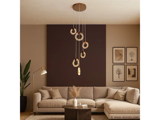 Led hanglamp – b052/6 – 3000k – warm wit – ø350 mm – in hoogte verstelbaar – zilver - afbeelding 1 van  3