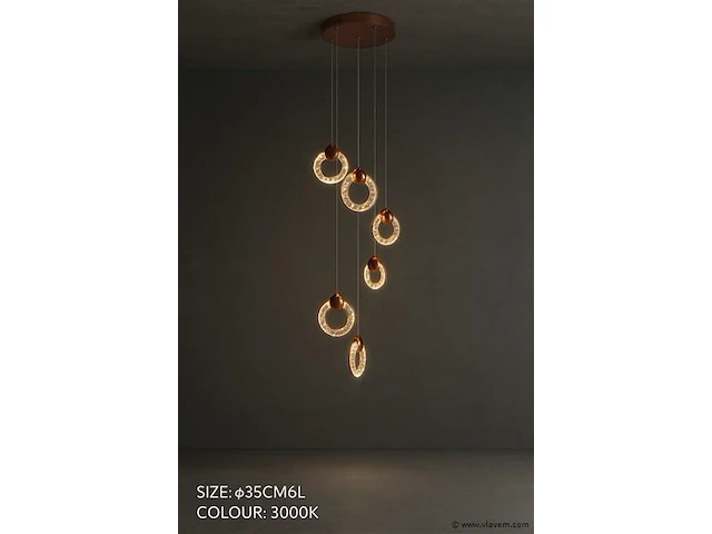 Led hanglamp – b052/6 – 3000k – warm wit – ø350 mm – in hoogte verstelbaar – zilver - afbeelding 2 van  3