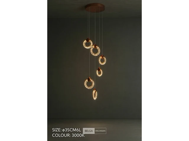 Led hanglamp – b052/6 – 3000k – warm wit – ø350 mm – in hoogte verstelbaar – zilver - afbeelding 3 van  4