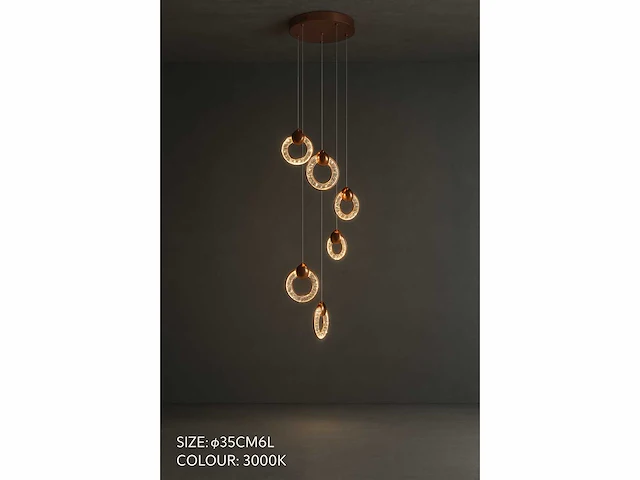 Led hanglamp – b052/6 – 3000k – warm wit – ø350 mm – in hoogte verstelbaar – zilver - afbeelding 2 van  3