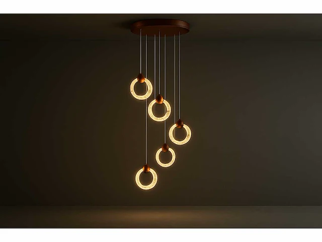 Led hanglamp – b052/6 – 3000k – warm wit – ø350 mm – in hoogte verstelbaar – zilver - afbeelding 1 van  3