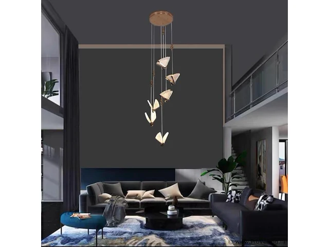 Led hanglamp – b053/6 – 3000k – warm wit – ø350 mm – in hoogte verstelbaar – zilver - afbeelding 1 van  3