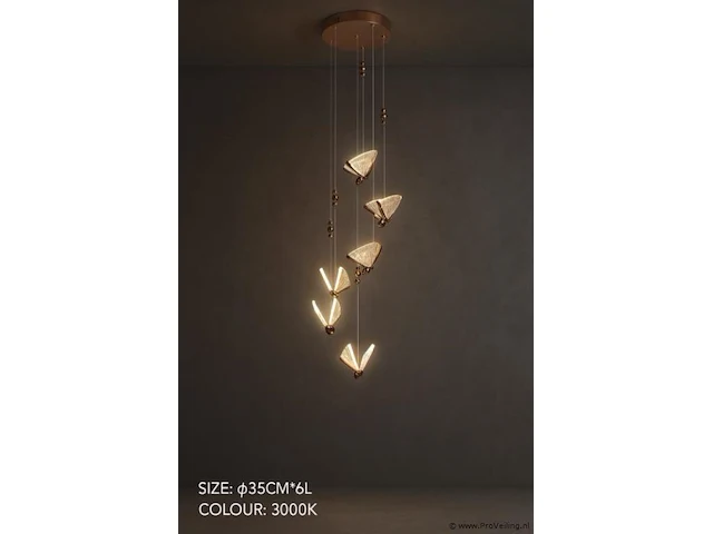 Led hanglamp – b053/6 – 3000k – warm wit – ø350 mm – in hoogte verstelbaar – zilver - afbeelding 2 van  3