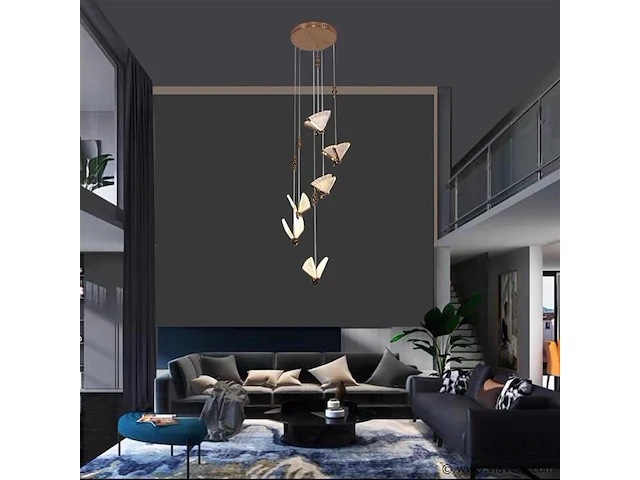 Led hanglamp – b053/6 – 3000k – warm wit – ø350 mm – in hoogte verstelbaar – zilver - afbeelding 1 van  3