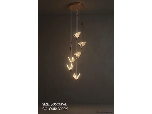 Led hanglamp – b053/6 – 3000k – warm wit – ø350 mm – in hoogte verstelbaar – zilver - afbeelding 2 van  3