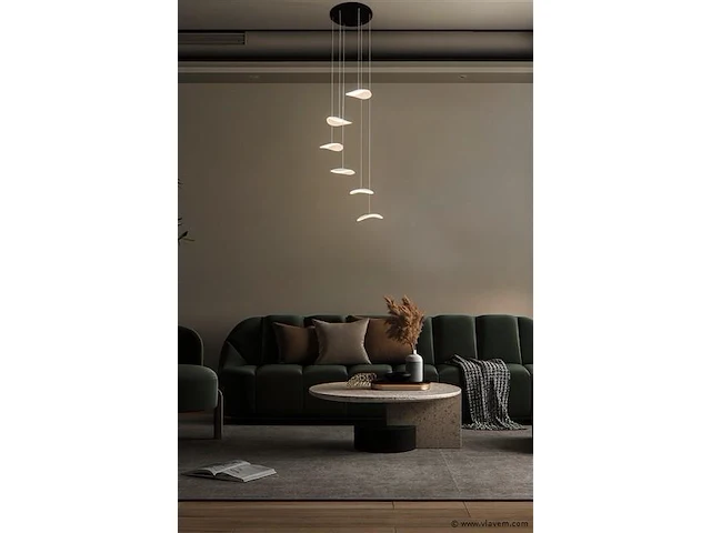 Led hanglamp – b060/6 – 3000k – warm wit – ø350 mm – in hoogte verstelbaar – zilver - afbeelding 1 van  3