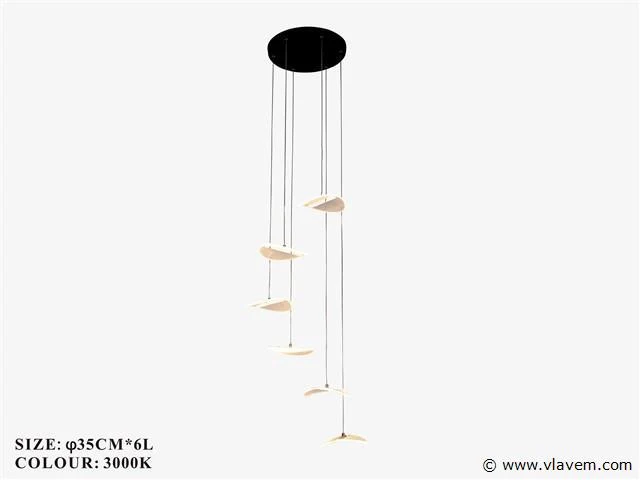 Led hanglamp – b060/6 – 3000k – warm wit – ø350 mm – in hoogte verstelbaar – zilver - afbeelding 2 van  3