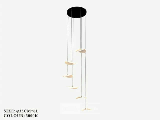 Led hanglamp – b060/6 – 3000k – warm wit – ø350 mm – in hoogte verstelbaar – zilver - afbeelding 3 van  4