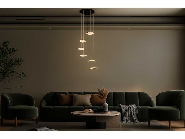 Led hanglamp – b060/6 – 3000k – warm wit – ø350 mm – in hoogte verstelbaar – zilver - afbeelding 1 van  4