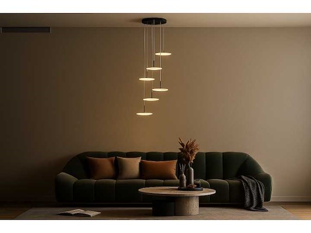 Led hanglamp – b060/6 – 3000k – warm wit – ø350 mm – in hoogte verstelbaar – zilver - afbeelding 2 van  4
