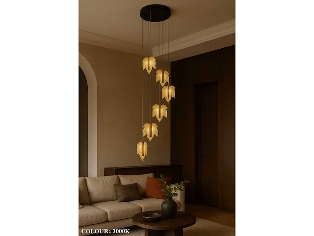 Led hanglamp – b063/6 – 3000k – warm wit – ø350 mm – in hoogte verstelbaar – zilver - afbeelding 3 van  5