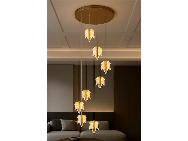 Led hanglamp – b063/8 – 3000k – warm wit – ø400 mm – in hoogte verstelbaar – zilver - afbeelding 1 van  4