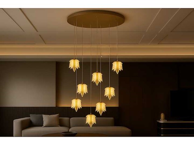 Led hanglamp – b063/8 – 3000k – warm wit – ø400 mm – in hoogte verstelbaar – zilver - afbeelding 1 van  4