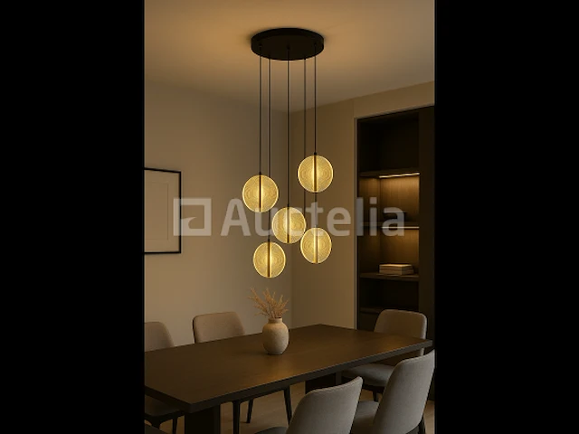 Led hanglamp – b067/5 – 3000k – warm wit – ø350 mm – in hoogte verstelbaar – zilver - afbeelding 1 van  4