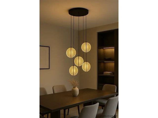 Led hanglamp – b067/5 – 3000k – warm wit – ø350 mm – in hoogte verstelbaar – zilver - afbeelding 1 van  4