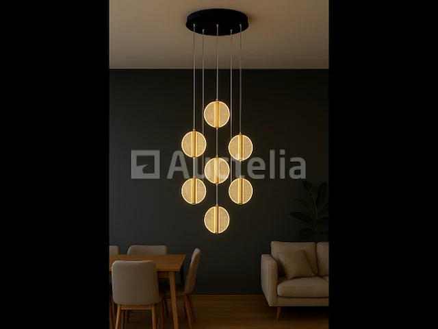 Led hanglamp – b067/7 – 3000k – warm wit – ø400 mm – in hoogte verstelbaar – zilver - afbeelding 3 van  4