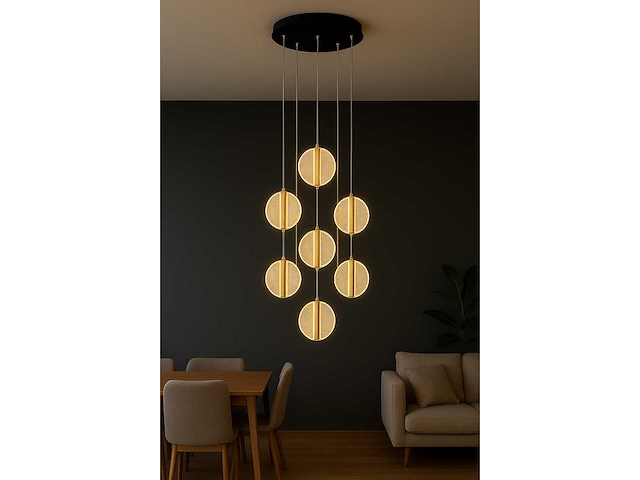 Led hanglamp – b067/7 – 3000k – warm wit – ø400 mm – in hoogte verstelbaar – zilver - afbeelding 2 van  4