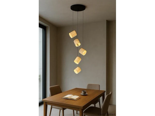 Led hanglamp – b068/5 – 3000k – warm wit – ø350 mm – in hoogte verstelbaar – zilver - afbeelding 1 van  5