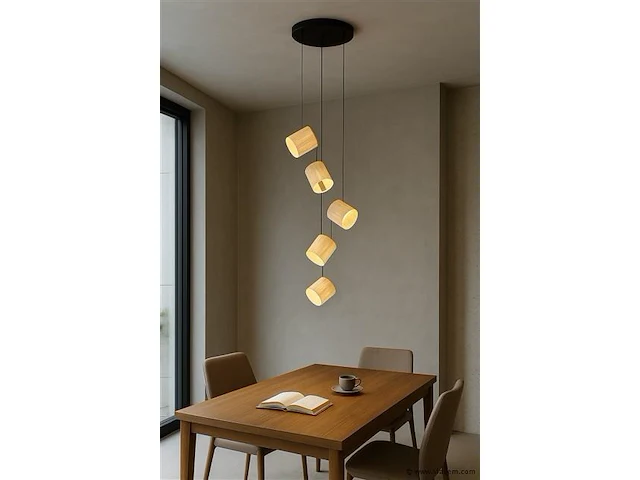 Led hanglamp – b068/5 – 3000k – warm wit – ø350 mm – in hoogte verstelbaar – zilver - afbeelding 1 van  5