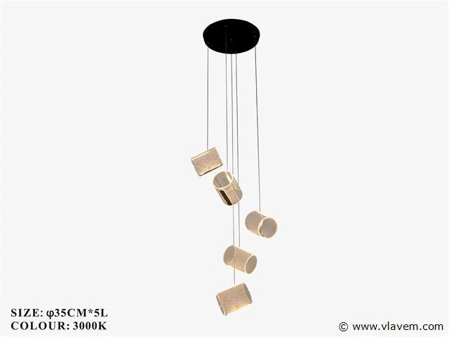 Led hanglamp – b068/5 – 3000k – warm wit – ø350 mm – in hoogte verstelbaar – zilver - afbeelding 5 van  5