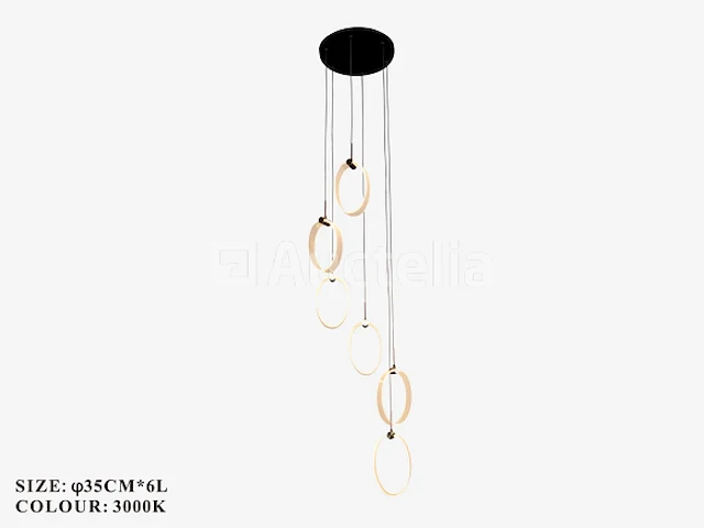 Led hanglamp – b069/6 – 3000k – warm wit – ø350 mm – in hoogte verstelbaar – zilver - afbeelding 3 van  5