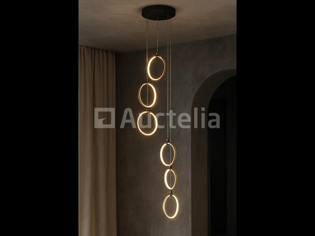 Led hanglamp – b069/6 – 3000k – warm wit – ø350 mm – in hoogte verstelbaar – zilver - afbeelding 1 van  5