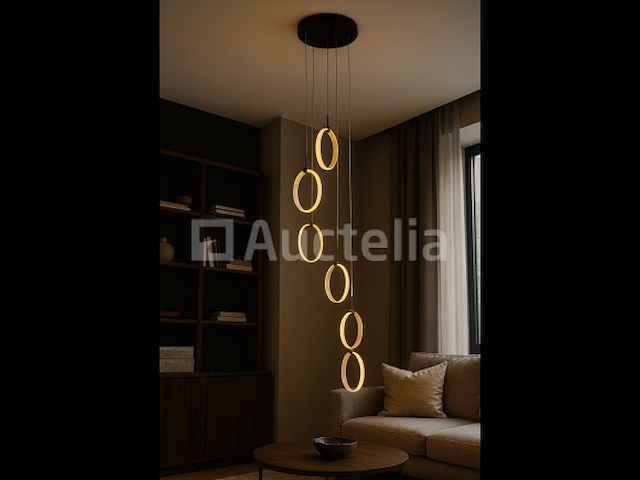 Led hanglamp – b069/6 – 3000k – warm wit – ø350 mm – in hoogte verstelbaar – zilver - afbeelding 4 van  5