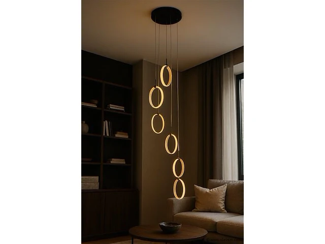 Led hanglamp – b069/6 – 3000k – warm wit – ø350 mm – in hoogte verstelbaar – zilver - afbeelding 1 van  5