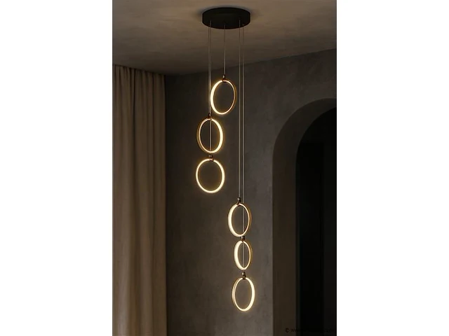 Led hanglamp – b069/6 – 3000k – warm wit – ø350 mm – in hoogte verstelbaar – zilver - afbeelding 2 van  5