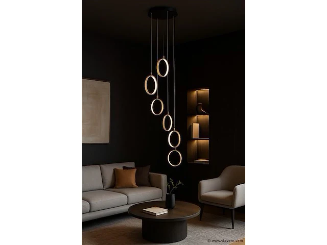 Led hanglamp – b069/6 – 3000k – warm wit – ø350 mm – in hoogte verstelbaar – zilver - afbeelding 3 van  5