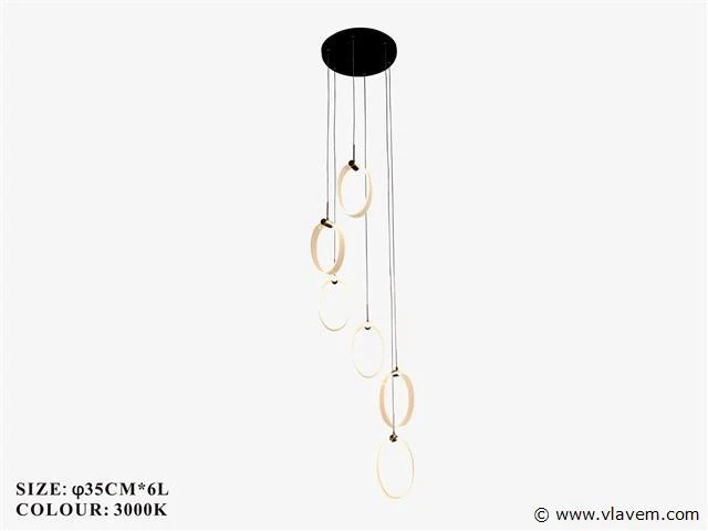 Led hanglamp – b069/6 – 3000k – warm wit – ø350 mm – in hoogte verstelbaar – zilver - afbeelding 4 van  5