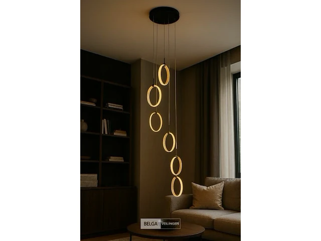 Led hanglamp – b069/6 – 3000k – warm wit – ø350 mm – in hoogte verstelbaar – zilver - afbeelding 1 van  6