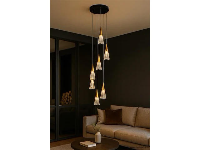 Led hanglamp – b073/6 – 3000k – warm wit – ø350 mm – in hoogte verstelbaar – zilver - afbeelding 1 van  4