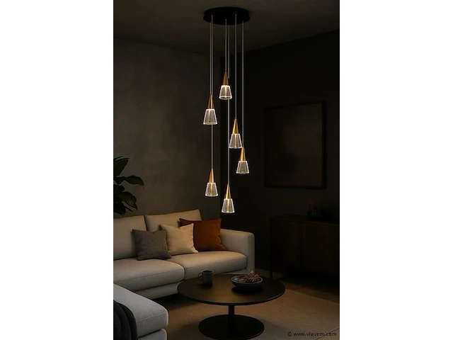 Led hanglamp – b073/6 – 3000k – warm wit – ø350 mm – in hoogte verstelbaar – zilver - afbeelding 2 van  4