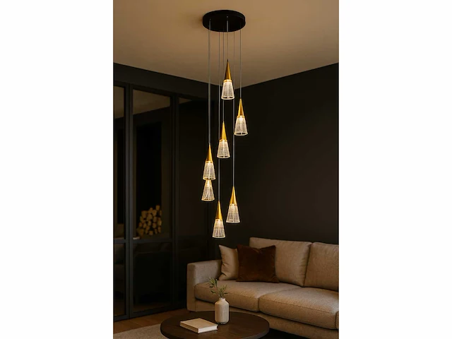 Led hanglamp – b073/6 – 3000k – warm wit – ø350 mm – in hoogte verstelbaar – zilver - afbeelding 1 van  4