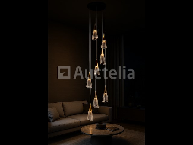 Led hanglamp – b073/8 – 3000k – warm wit – ø400 mm – in hoogte verstelbaar – zilver - afbeelding 1 van  4