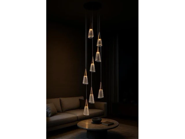 Led hanglamp – b073/8 – 3000k – warm wit – ø400 mm – in hoogte verstelbaar – zilver - afbeelding 1 van  4