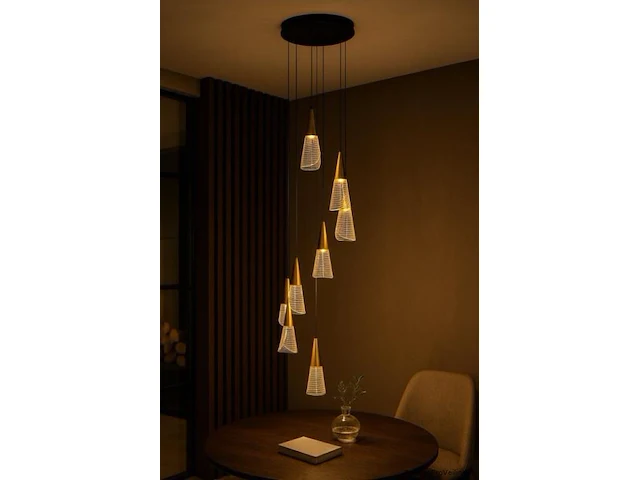 Led hanglamp – b073/8 – 3000k – warm wit – ø400 mm – in hoogte verstelbaar – zilver - afbeelding 3 van  4