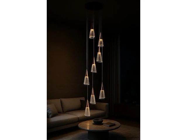 Led hanglamp – b073/8 – 3000k – warm wit – ø400 mm – in hoogte verstelbaar – zilver - afbeelding 1 van  4