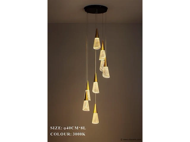 Led hanglamp – b073/8 – 3000k – warm wit – ø400 mm – in hoogte verstelbaar – zilver - afbeelding 4 van  4