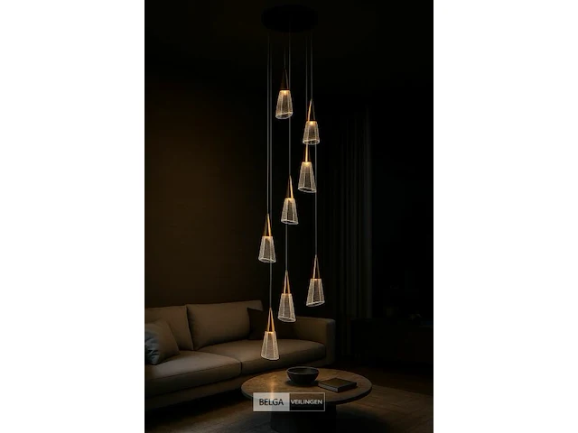 Led hanglamp – b073/8 – 3000k – warm wit – ø400 mm – in hoogte verstelbaar – zilver - afbeelding 1 van  5
