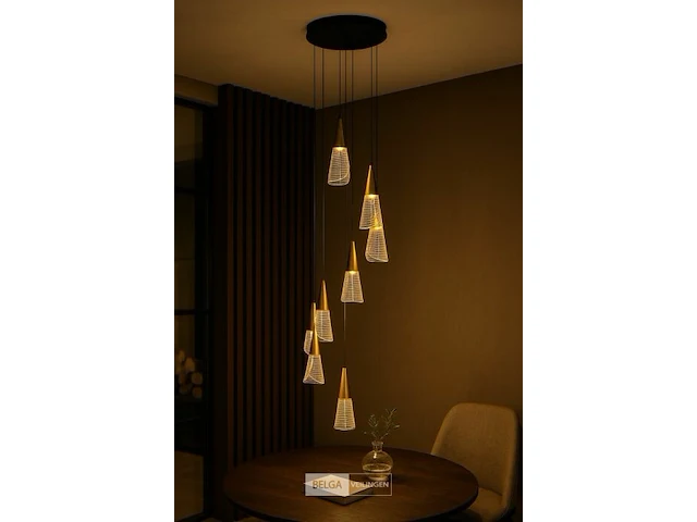 Led hanglamp – b073/8 – 3000k – warm wit – ø400 mm – in hoogte verstelbaar – zilver - afbeelding 4 van  5
