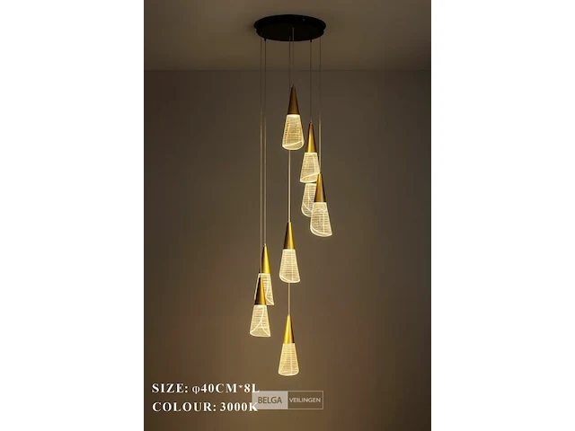 Led hanglamp – b073/8 – 3000k – warm wit – ø400 mm – in hoogte verstelbaar – zilver - afbeelding 5 van  5