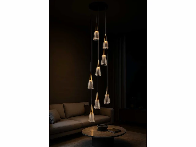 Led hanglamp – b073/8 – 3000k – warm wit – ø400 mm – in hoogte verstelbaar – zilver - afbeelding 1 van  4