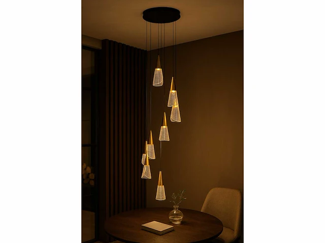 Led hanglamp – b073/8 – 3000k – warm wit – ø400 mm – in hoogte verstelbaar – zilver - afbeelding 3 van  4