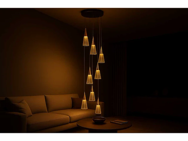 Led hanglamp – b073/8 – 3000k – warm wit – ø400 mm – in hoogte verstelbaar – zilver - afbeelding 1 van  5