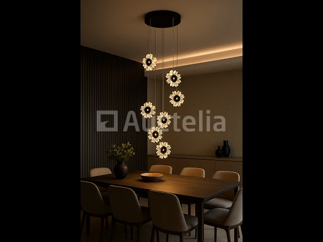 Led hanglamp – b074/6 – 3000k – warm wit – ø350 mm – in hoogte verstelbaar – zilver - afbeelding 1 van  4