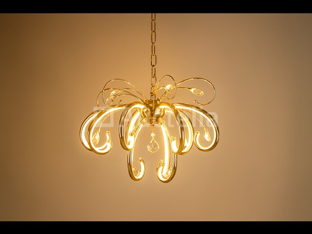 Led kroonluchter – 6015 (8+4) – goud – 12 lampjes – 58w – 4000k neutraal wit – aluminium - afbeelding 1 van  3