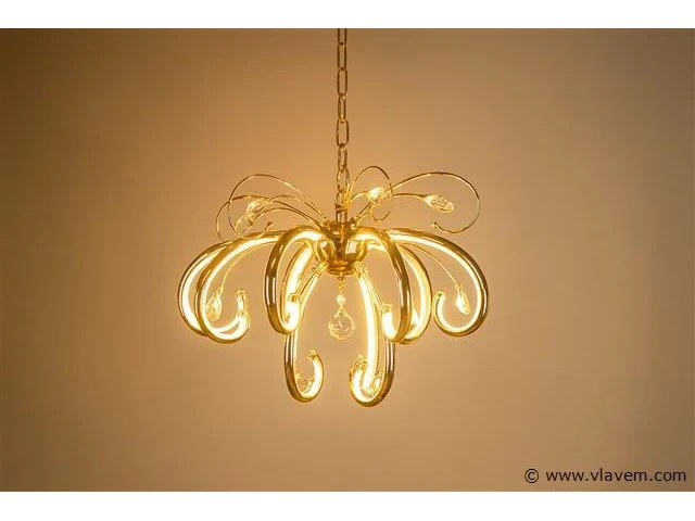 Led kroonluchter – 6015 (8+4) – goud – 12 lampjes – 58w – 4000k neutraal wit – aluminium - afbeelding 2 van  3