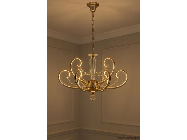 Led kroonluchter – 6016 (6+3) – goud – 9 lichten –54w – 4000k neutraal wit – aluminium - afbeelding 1 van  2